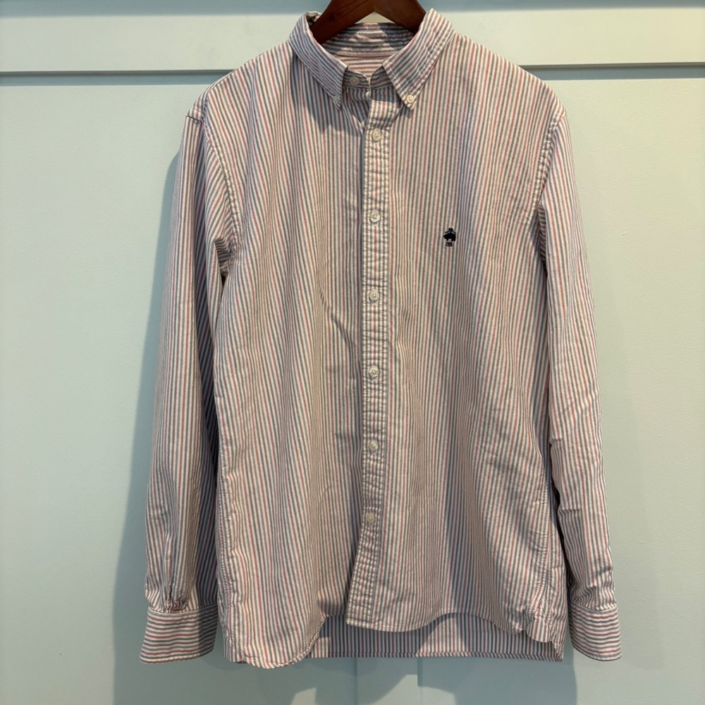 Brooks Brothers White Shirt with Red and Blue Pinstripes